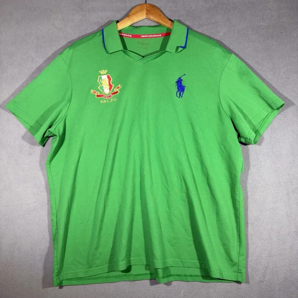 Polo Ralph Lauren Performance Big Pony Polo Shirt Crest Mens 2XL Green Italia